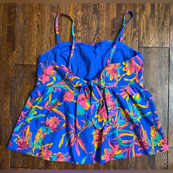 J. CREW Tropical Tie Back Strappy Top in Brilliant Blue Fuschia Size 10 - Picture 7 of 7
